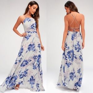Lulu’s All I Need floral maxi dress blue pink sm